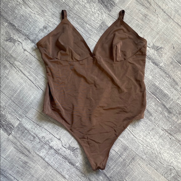SKIMS Tops - SKIMS Brown Mesh bodysuit
